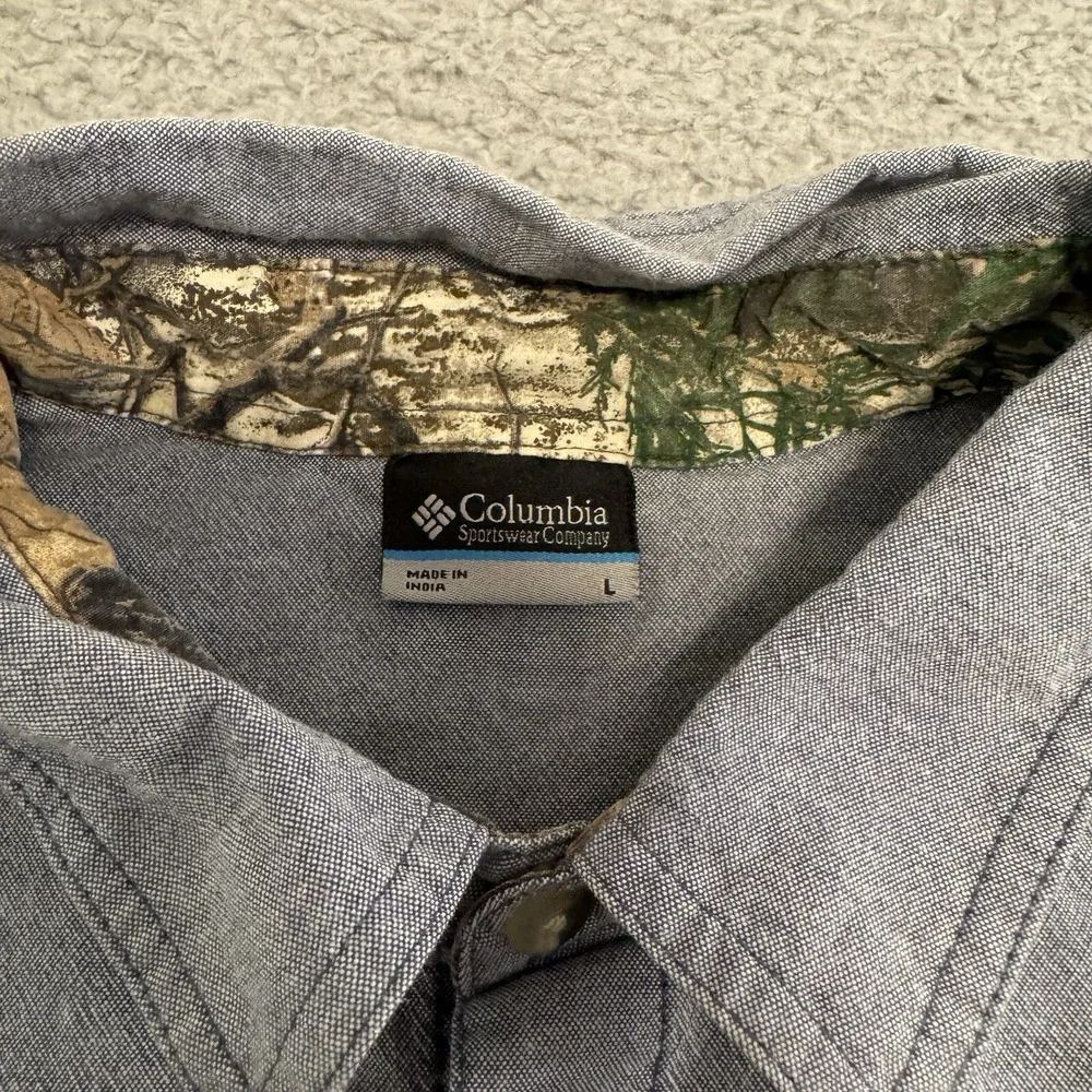Columbia Performance Hunting Gear Men's Button Up Shirt Size‎ Large Blue